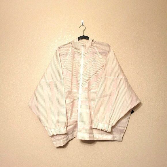 Nike Earth Day Womens Oversized Jacket Cream XL Windrunner Full Zip Hooded - Picture 4 of 10